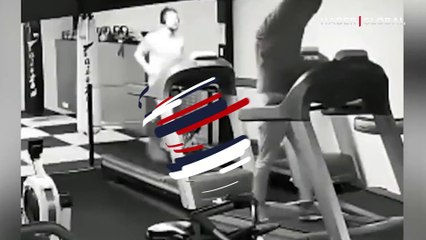 Koşu bandında kahkahaya boğan kaza anları