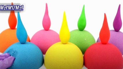 How To Make Rainbow Hemisphere Candle Kinetic Sand Cutting | Color Fun Video for Children