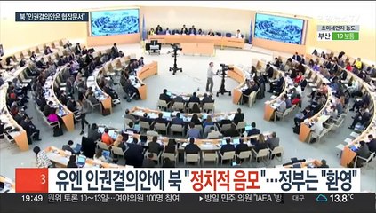 유엔 인권결의안 채택에 북한 "정치적 음모"…정부는 "환영"