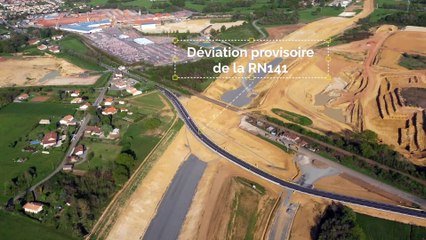 Exideuil,  vidéo aérienne des travaux de mise à 2x2 voies sur la RN141