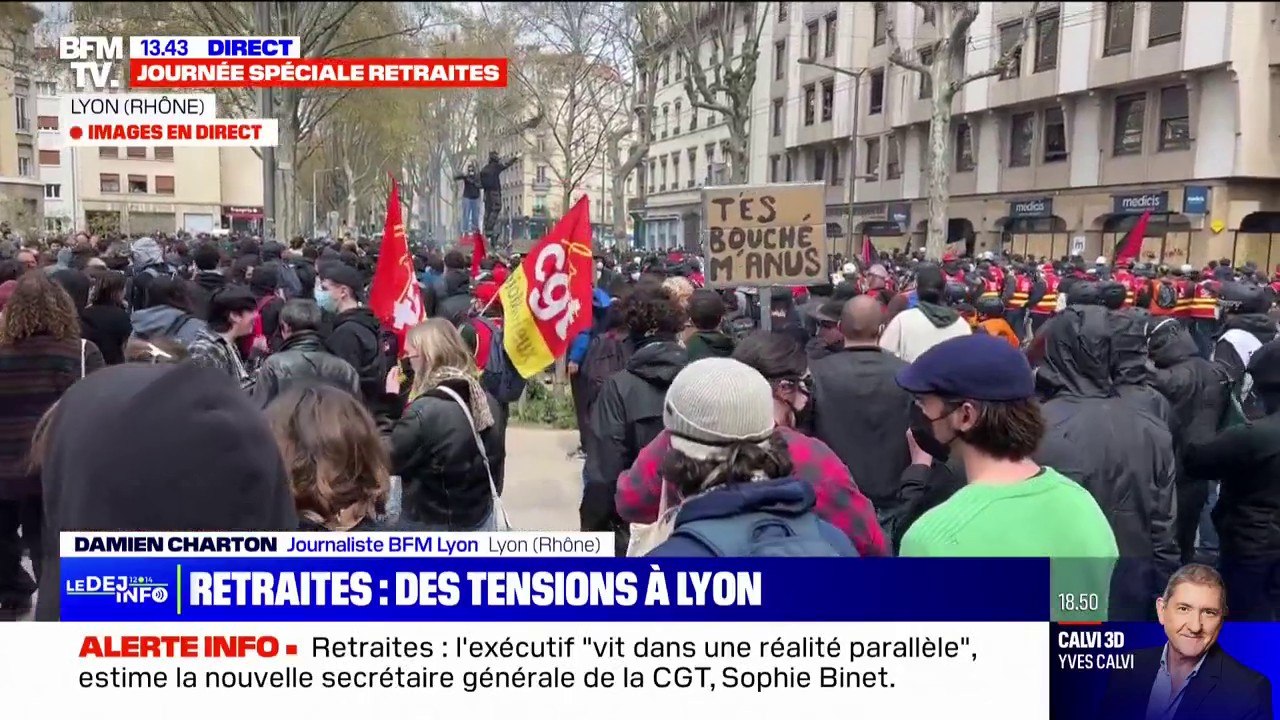 Retraites: des premiers heurts en marge du cortège à Lyon