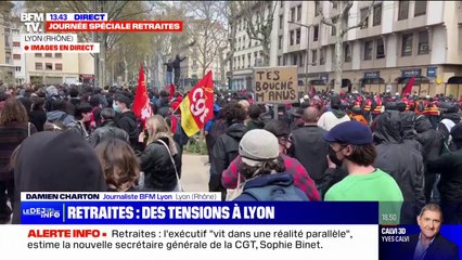 Retraites: des premiers heurts en marge du cortège à Lyon