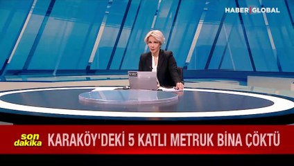 Karaköy'deki 5 katlı metruk bina çöktü