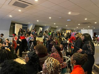 Fashion show held in Moortown Social Club showcasing African clothes