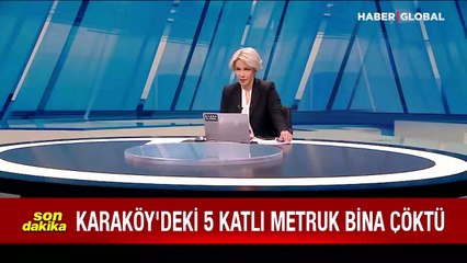 Karaköy'deki 5 katlı metruk bina çöktü