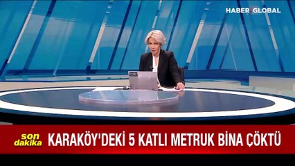 Karaköy'deki 5 katlı metruk bina çöktü