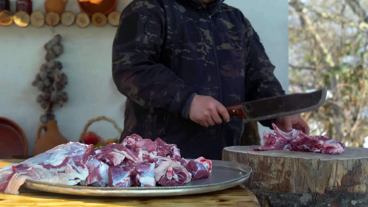 yt1s.com - Butchering A Whole Huge Ram How do People Live in a Mountain Village