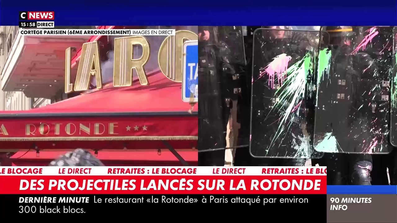 Retraites: Regardez les images impressionnantes de la devanture du restaurant La Rotonde à Paris qui a soudainement pris feu