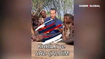 Sosyal medyada gündem oldu! Afrika’da bir kabilede saz çalıp türkü söyledi... Kabile üyeleri böyle eşlik etti