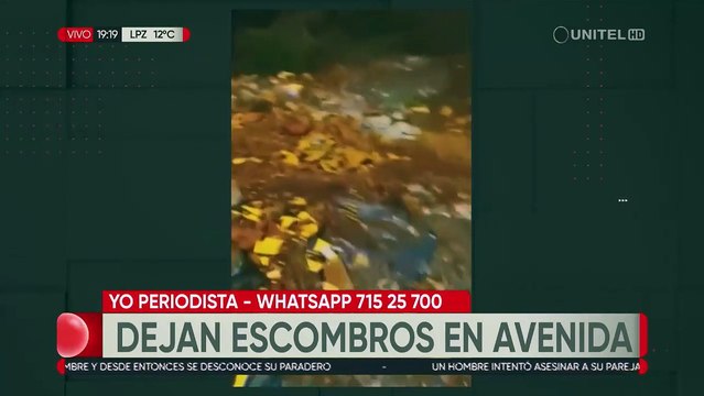 Vecinos denuncian a persona que dejó escombros en plena avenida