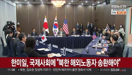 [현장연결] 한미일 북핵대표, 국제사회에 "북한 해외 노동자 송환해야"