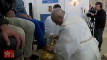 Pope Francis washes and kisses feet of prisoners in traditional Holy ritual