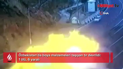 Özbekistan'da devrilen TIR can aldı