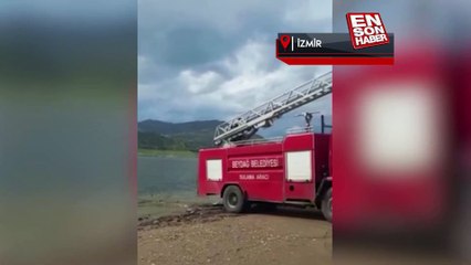 İzmir'de fotoğraf çektirmek isterken baraj gölüne düştü