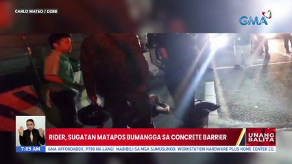Rider, sugatan matapos bumangga sa concrete barrier | UB