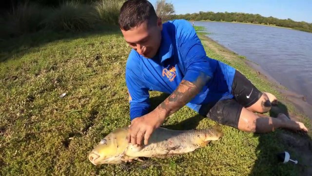 Pesca, Cocina y Campamento en hermosa Laguna, Fritanga de Bagres, Pesca de Carpa, Bagres, Tarariras
