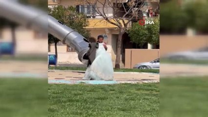 Sosyal medyaya düşen gelinlikli çocuk görüntüsü polisi harekete geçirdi