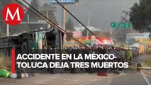 Vuelca autobús sobre la carretera México-Toluca en Edomex, deja 3 muertos y 35 lesionados