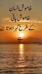 خاموش انسان خاموش پانی کےطرح گہرا ہوتا ہے