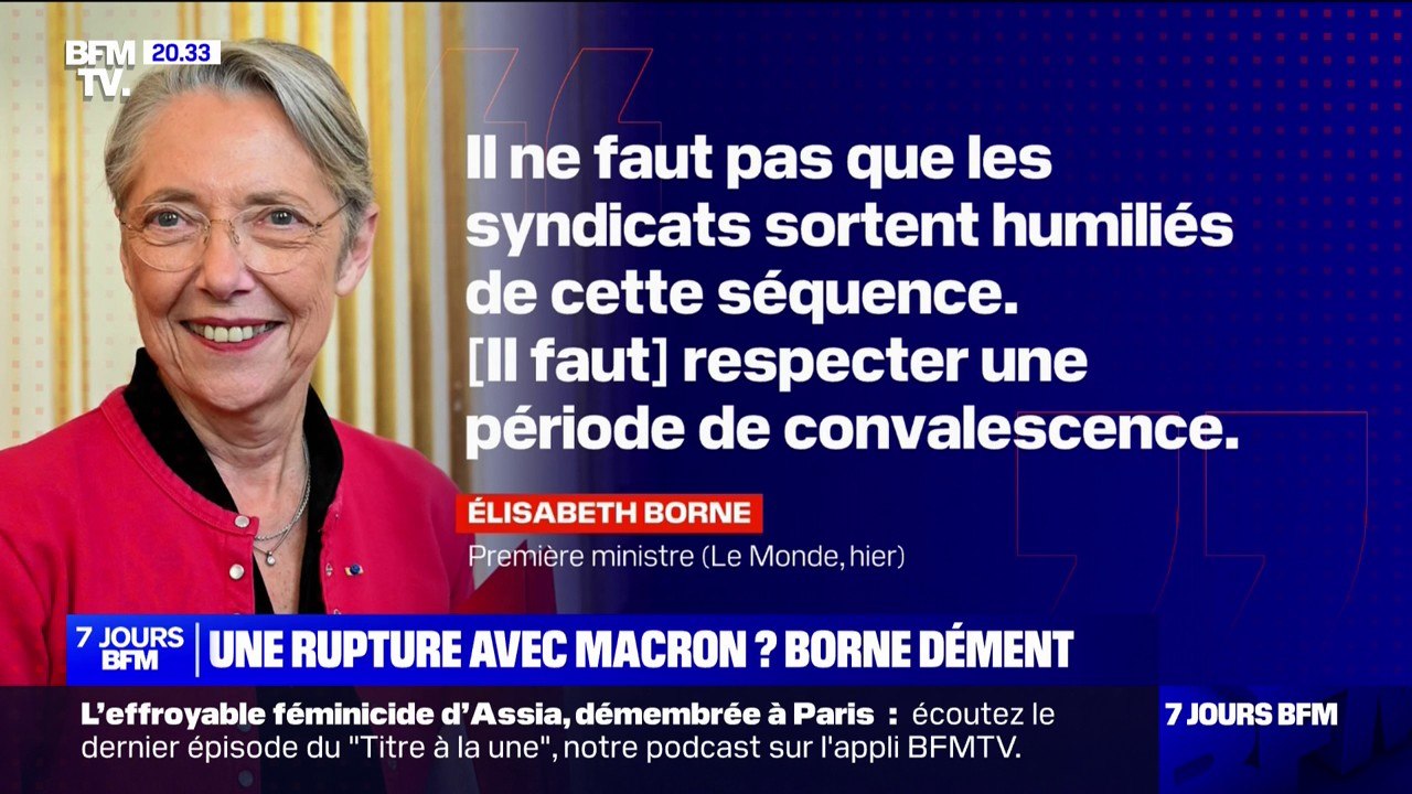 Rupture avec Emmanuel Macron? Élisabeth Borne tente de faire retomber la pression