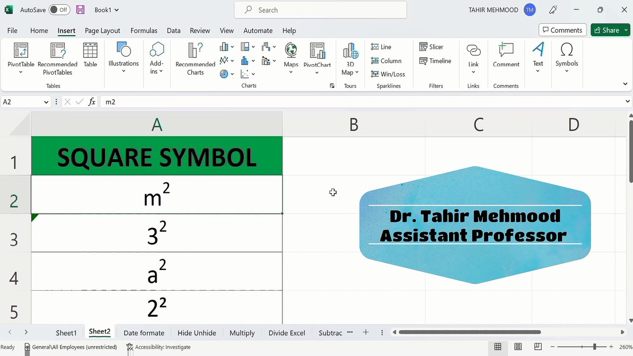 How to Type a Square Symbol in Excel | How to Insert Square Symbol in Excel