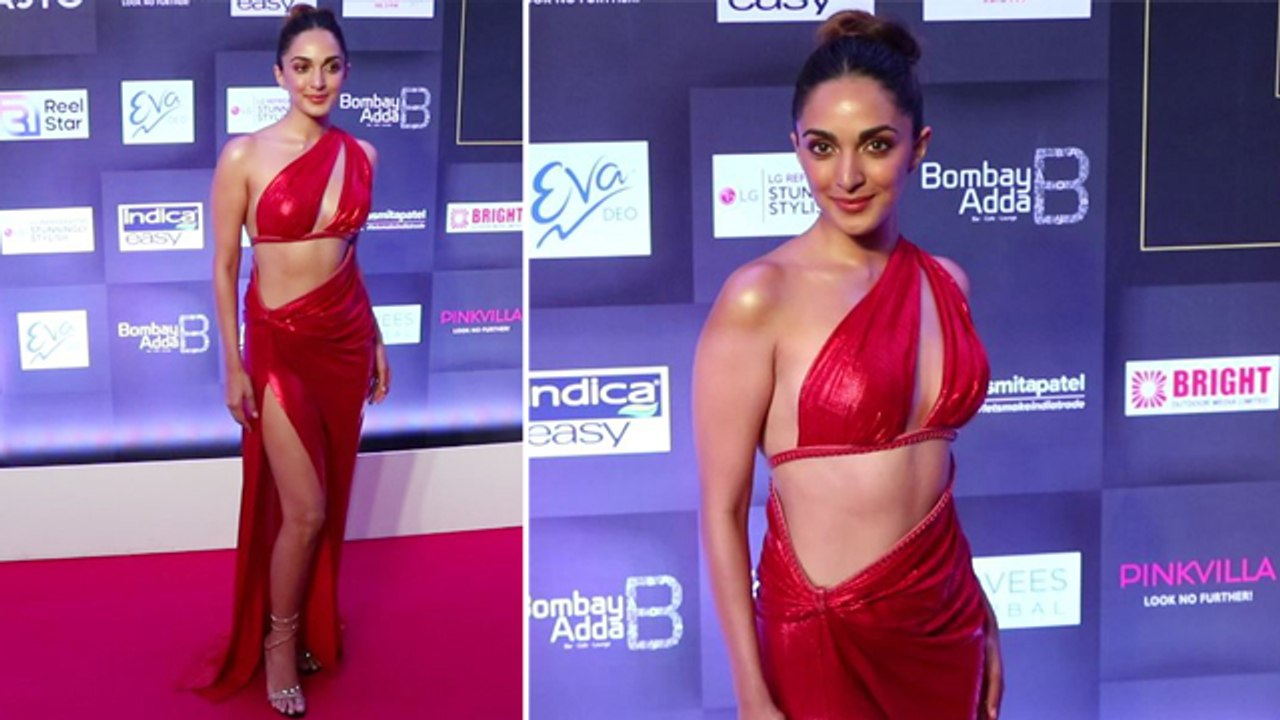 Pinkvilla Style Icons Awards: Kiara Advani Thigh High Slit Metallic Red Dress Look Video Viral