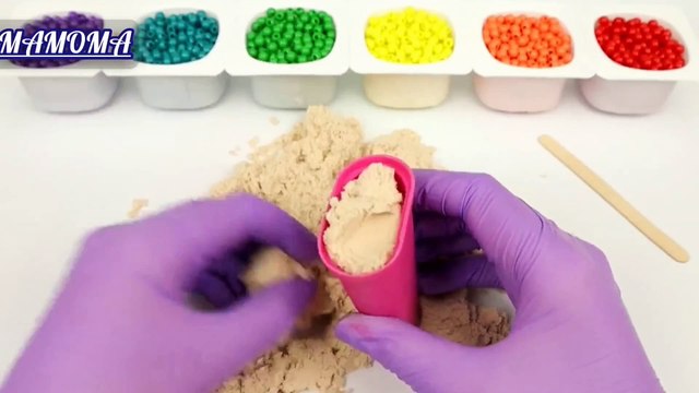 Rainbow Ice Cream With Kinetic Sand and Beads | Fun Videos For Toddlers | oddly satisfying video