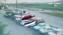 Tır dehşeti kamerada! 4 otomobil, 1 traktör ve 2 römorka çarptı