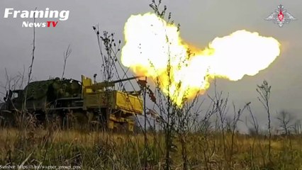 Truk Ural-4320 dan meriam anti-pesawat 57 mm S-60 Rusia menembaki posisi Ukraina