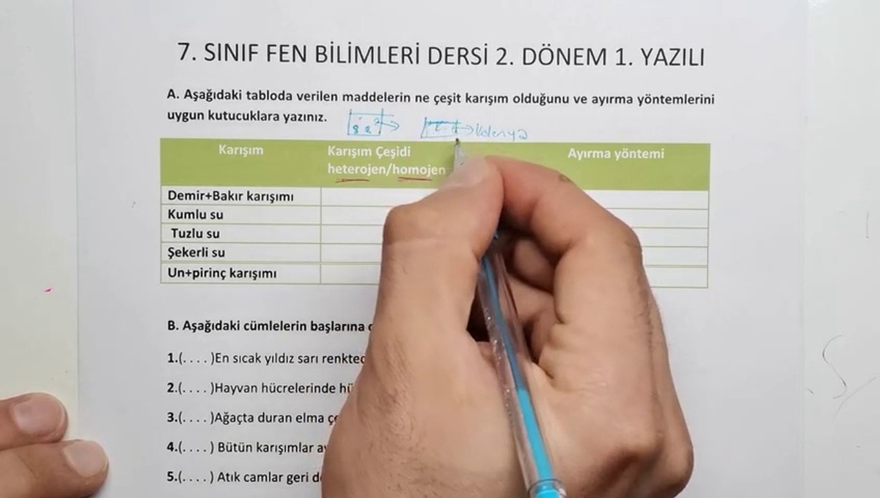 7.Sınıf FEN Bilimleri 2.Dönem 1.Yazılı Soruları ve Çözümü ‍ (%99 Çıkabilir )#2023