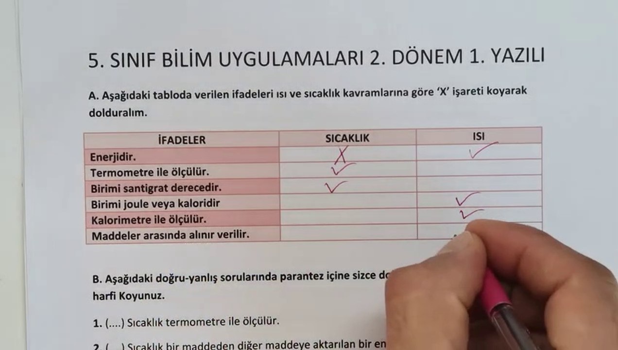 5. Sınıf Bilim Uygulamaları 2. Dönem 1. Yazılı Soruları ve Cevapları ‍#2023