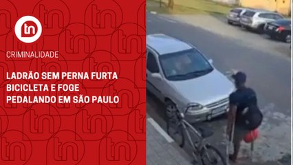 Ladrão sem perna furta bicicleta e foge pedalando por rodovia