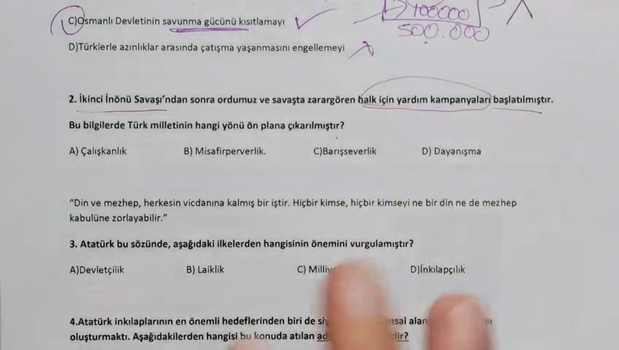 8. Sınıf İnkılap Tarihi 2. Dönem 1. Yazılı Soruları ve Cevapları #2023 ‍ (%99 Çıkabilir )