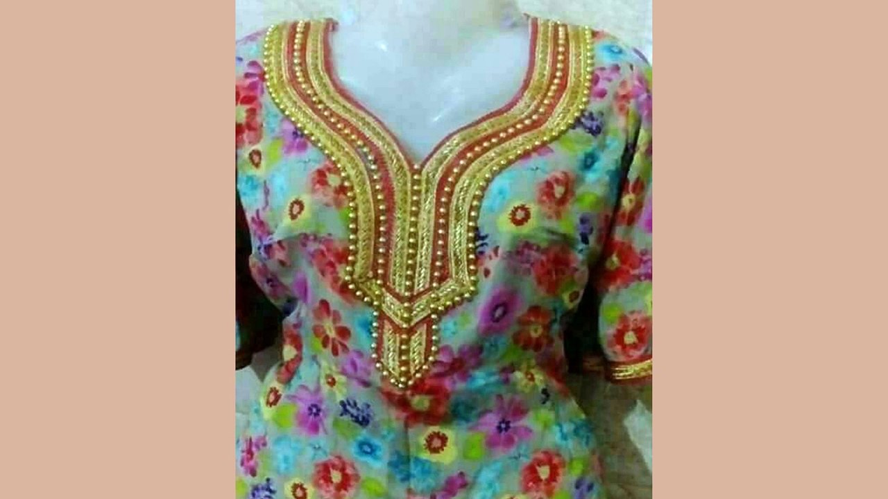 30 Amazing 2023 Kurtis Neck Designs With Gotta Patti and lace border