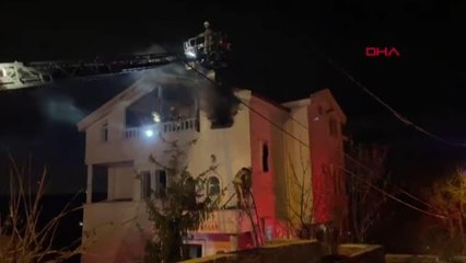 Beykoz'da 3 katlı villanın ikinci katında yangın çıktı