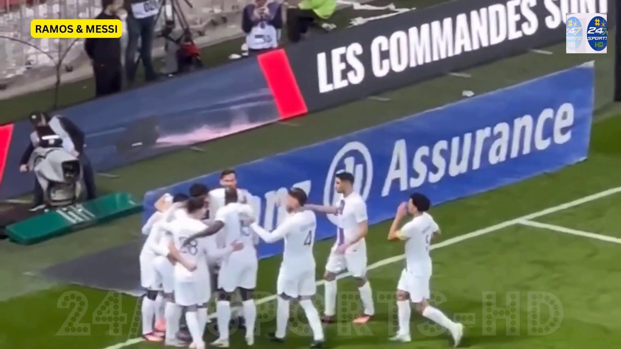 Messi's Goal and Assist to Ramos Against Nice - Messi and Ramos Lovely Celebration!