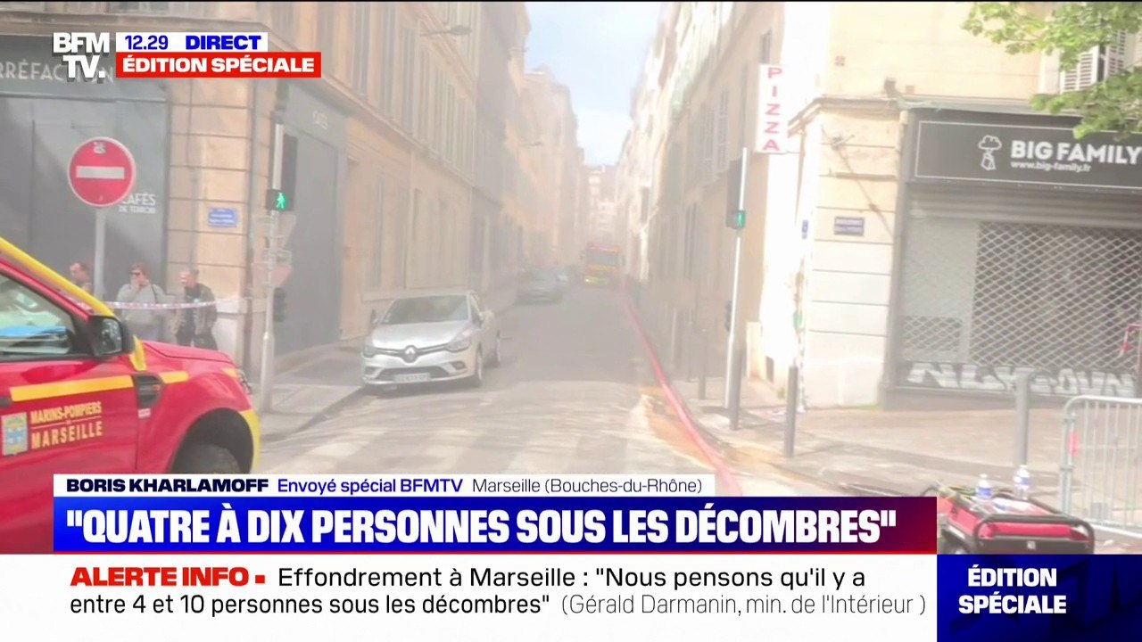 Effondrement à Marseille: la rue Tivoli plongée dans un épais nuage de fumée et de poussière