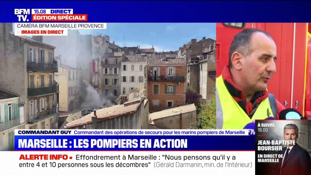 Effondrement d'un immeuble à Marseille: On a toujours de la fumée qui sort des décombres , affirme le commandant Guy