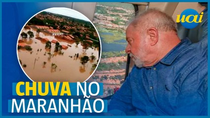 Lula sobrevoa áreas afetadas por chuvas no Maranhão