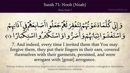 Quran 71. Nuh (Noah)_ Arabic and English translation HD 4K