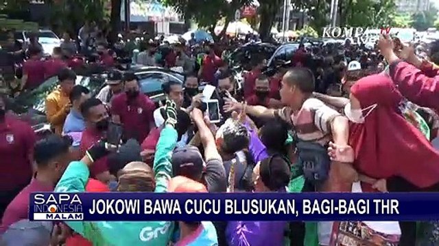 Momen Jan Ethes Beri Salam ke Tukang Becak saat Ikut Jokowi Blusukan Bagi-Bagi THR