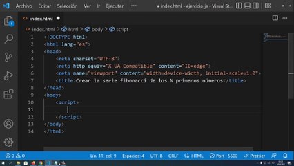 Crear la serie Fibonacci de los N primeros números en JavaScript