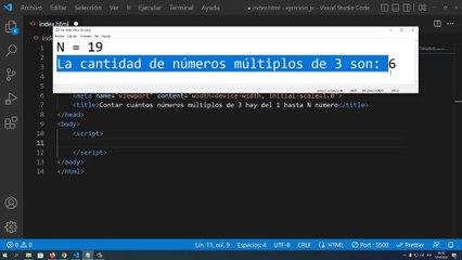 Contar cuántos números múltiplos de 3 hay del 1 hasta N número en JavaScript