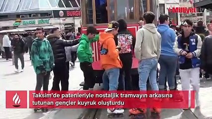 Nostaljik tramvayda paten kuyruğu