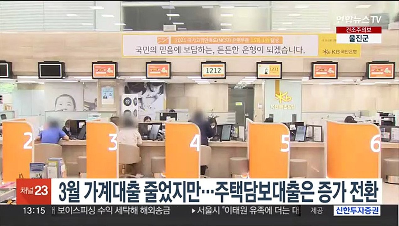 3월 가계대출 줄었지만…주택담보대출은 증가 전환
