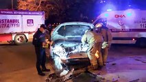 İstanbul’un göbeğinde kaldırıma vuran otomobilde beş kişi sıkıştı!