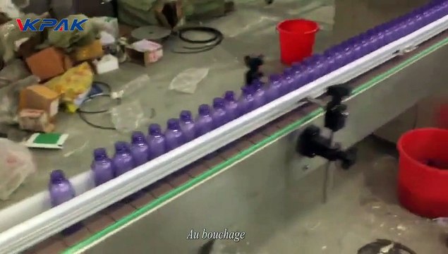 VKPAK démêleur de bouteilles + remplisseur à 8 têtes + capsuleuse automatique en plastique
