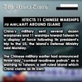 Taiwan detects 11 Chinese warships, 70 aircraft around island