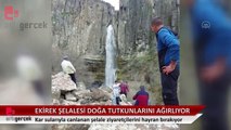 Tunceli'de kar sularıyla canlanan Ekirek Şelalesi doğa tutkunlarını ağırlıyor