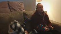 Dad's gaming time comes to a halt when son farts unexpectedly *Hilarious reaction*